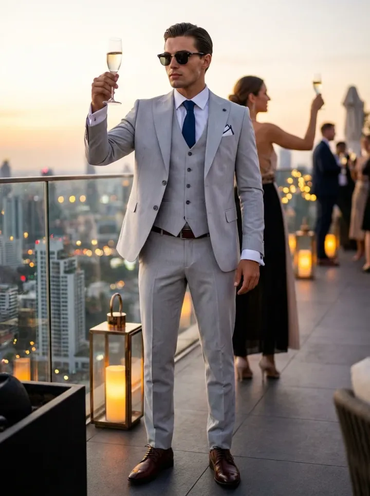 Homokszürke esküvői öltöny - Öltönyök Háza